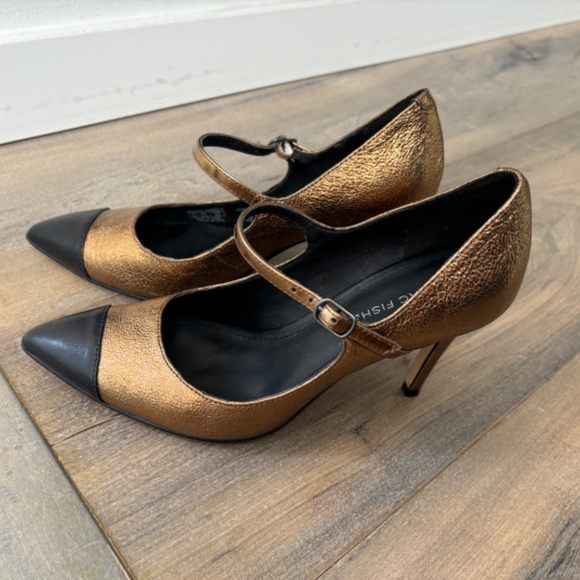 Marc Fisher bronze and black Mary Jane heels - Picture 7 of 8